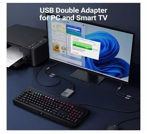 USB Stecker auf Dual USB Buchse Adapter - KiWiBiRD 2 Port USB Splitter für Daten & Po - Bild 5 von 5