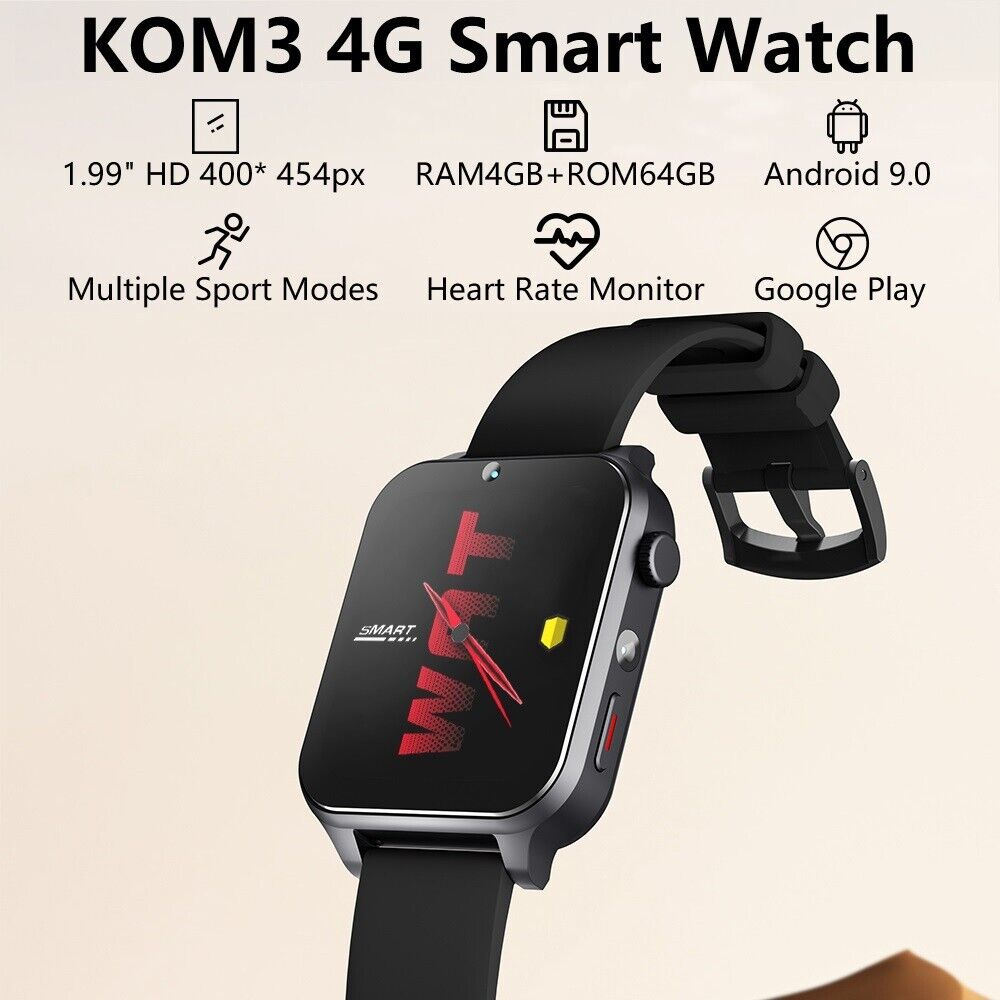 KOM3 4G Internet Smart Watch Phone 4GB 64GB Android 9.0 GPS 1.99