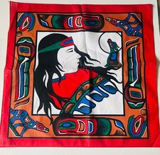 VTG 90s Coyote Bandana/Handkerchiefs Native American Western 21"X21" 100 cotton