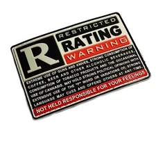 RATED R PATCH - 3" X 2" PVC - GLOWS RED IN THE DARK!