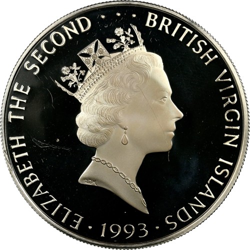 1993FM British Virgin Islands SNOW LEOPARD Silver $25 MINT ERROR PF 68 UC NGC - Picture 4 of 5