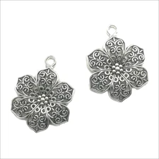 Lot 40pcs Flower Antique Silver Charms Pendants For Jewelry Making DIY 32*24mm