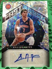 2020-21 Panini Prizm Fastbreak Killian Hayes Silver Disco AUTO SSP Pistons NBA