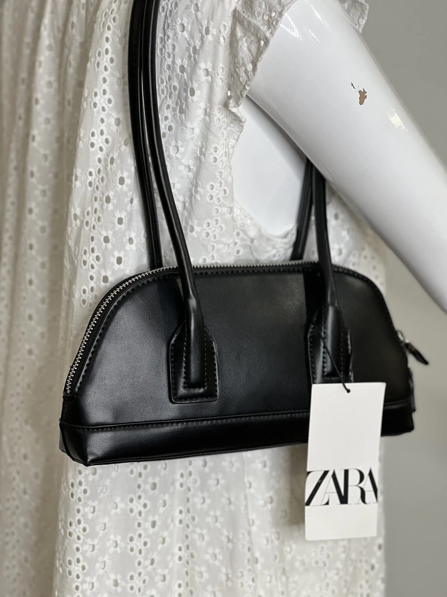Zara Womens Shoulder Bag black doble handles handbag minimalist