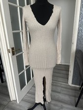 Zara V Neck Knitted Midi Dress , Size S