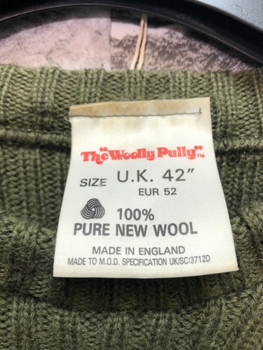 MOD The Woolly Pully Amy Green Wool Sweater Made In England Men's U.K. 42 195 - Picture 8 of 11