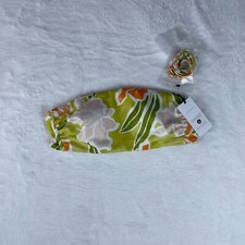 Shade  Shore Ribbed Hidden Underwire Bandeau Bikini Top Womens 34B Green Floral