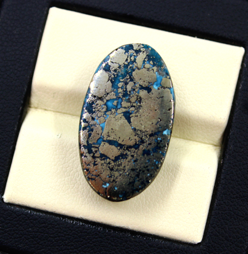 31,4 cts pierre précieuse cabochon ovale turquoise persane naturelle non traitée de qualité supérieure - Photo 1/13