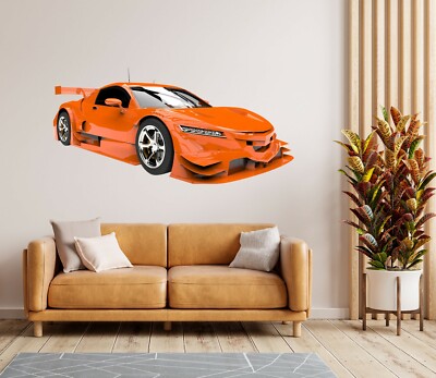 3D Orange Supercar C078 Auto Wallpaper Wandbild Poster Transport Wandaufkleber