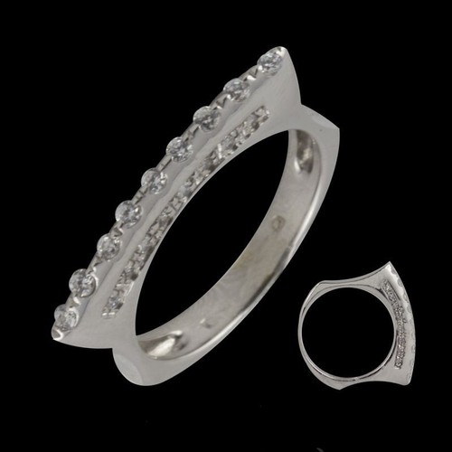 ANELLO DONNA SEMI-VERETTA COD:V013 DIAMANTI NATURALI 0.22 CT PESO GR:4.45 - Imagen 2 de 3