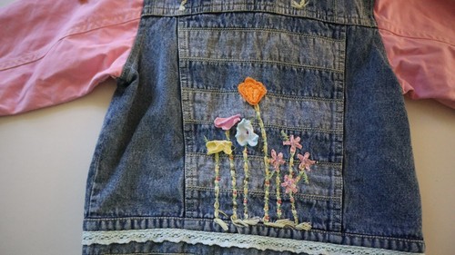 Vtg Beetlejuice London Pink Floral Embellished Jean Jacket Vintage Girls Size 6Y - Picture 4 of 7