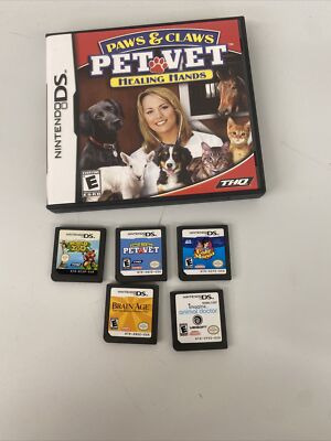 Nintendo DS Lot Of 6 Games - Vet Pet Animal Doctor Brain Age  (READ DESC)