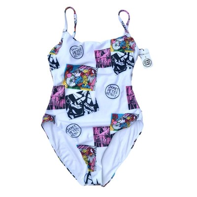 Swiminista James Peter Henry One Piece Swimsuit Medium White Marvelous Art Toss 