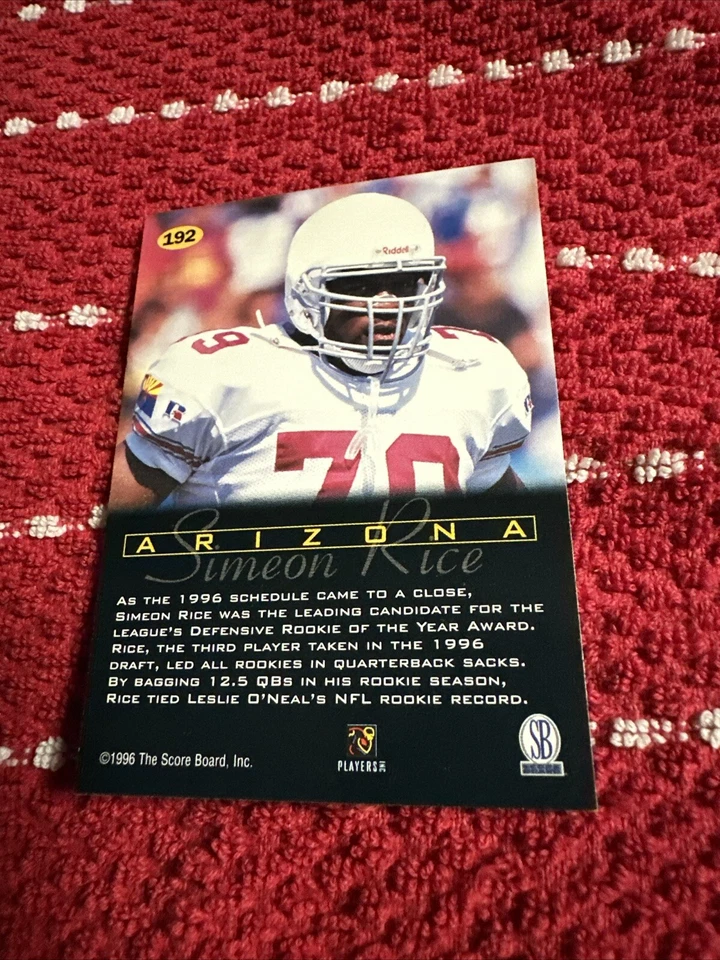 1996 Score Board All Sport PPF Simeon Rice #192 Rookie RC Autograph - Image 2 of 2