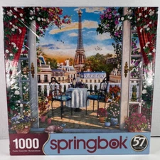 Luxurious Lookout Springbok 1000pc Puzzle Eiffel Tower Balcony Scene 24x30" NEW