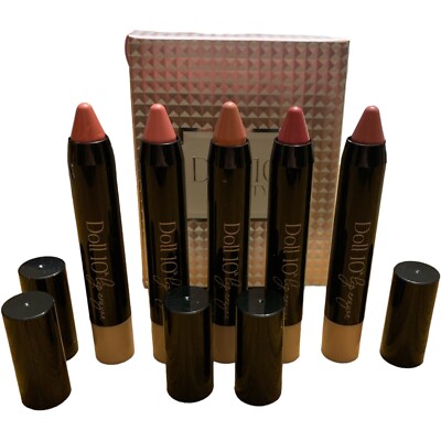 Doll 10 Lip Crayon Lipstick Collection, Pout it Out 5 Piece Collection NIB