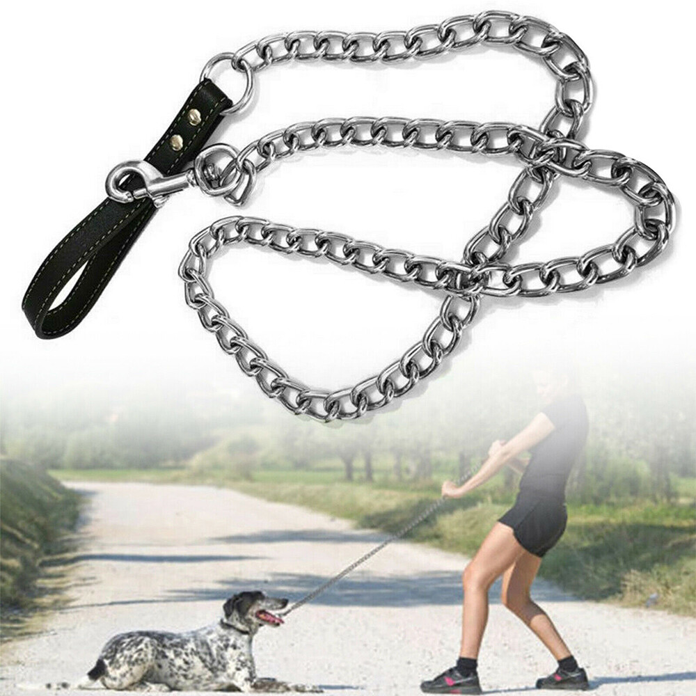 Metal Chain Dog Lead Pet Puppy Leash 4ft 120cm Long Heavy Duty Anti