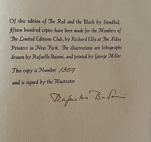 The Red and the Black | 1947 Limited Editions Club~Signed by Rafaello Busoni - Picture 5 of 8