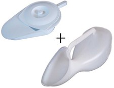 Bettpfanne Stechbecken mit Deckel + Urinflasche für Frauen 600 ml, Kunststoff