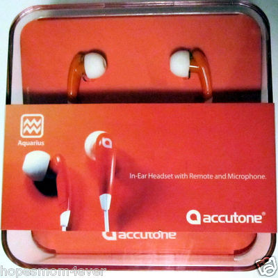 NEW ACCUTONE AQUARIUS Headphones w/ microphone/remote/volume control ORANGE