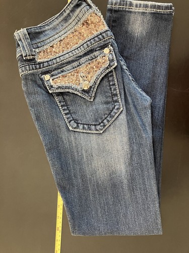 Miss Me Embroidered Mid Rise Curvy Boot Blue Jeans Size 30x31.5 In Inseam - Picture 3 of 8