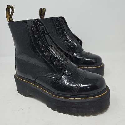 Dr. Martens Sinclair Boots 6 Shiny Patent Leather Leopard Emboss Platform Chunky