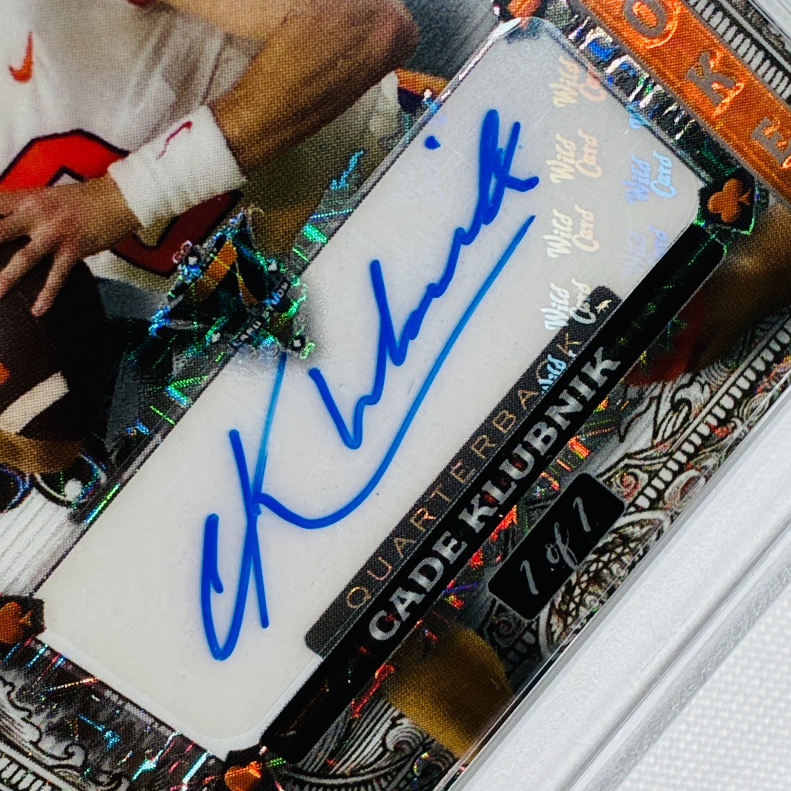 2024 Wild Card 7 Card Studs Cade Klubnik Auto Joker White Mojo Black 1/1 PSA 10 view 5