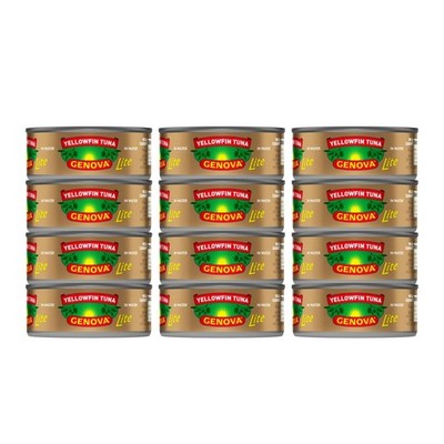 Lite Yellowfin Tuna in Water, Wild Caught, Solid Light, 5 oz. Can Pack of 12