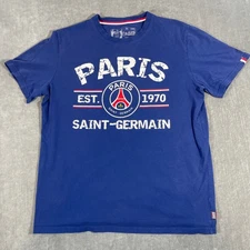 Paris Saint Germain PSG Mens Medium Blue Cotton T Shirt Graphic Futbol Soccer