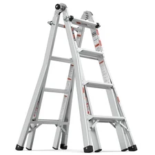 17ft Multi-Position Foldable Aluminum Ladder, A-Frame and Straight Ladder, ANSI