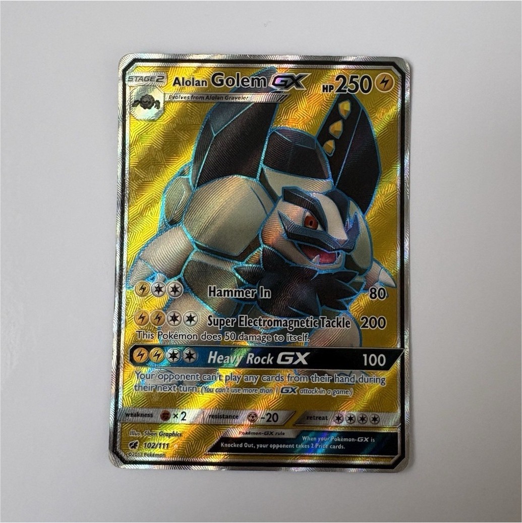 Pokémon Alolan Golem GX 102/111 SM-Crimson Invasion Ultra Rare Holo English