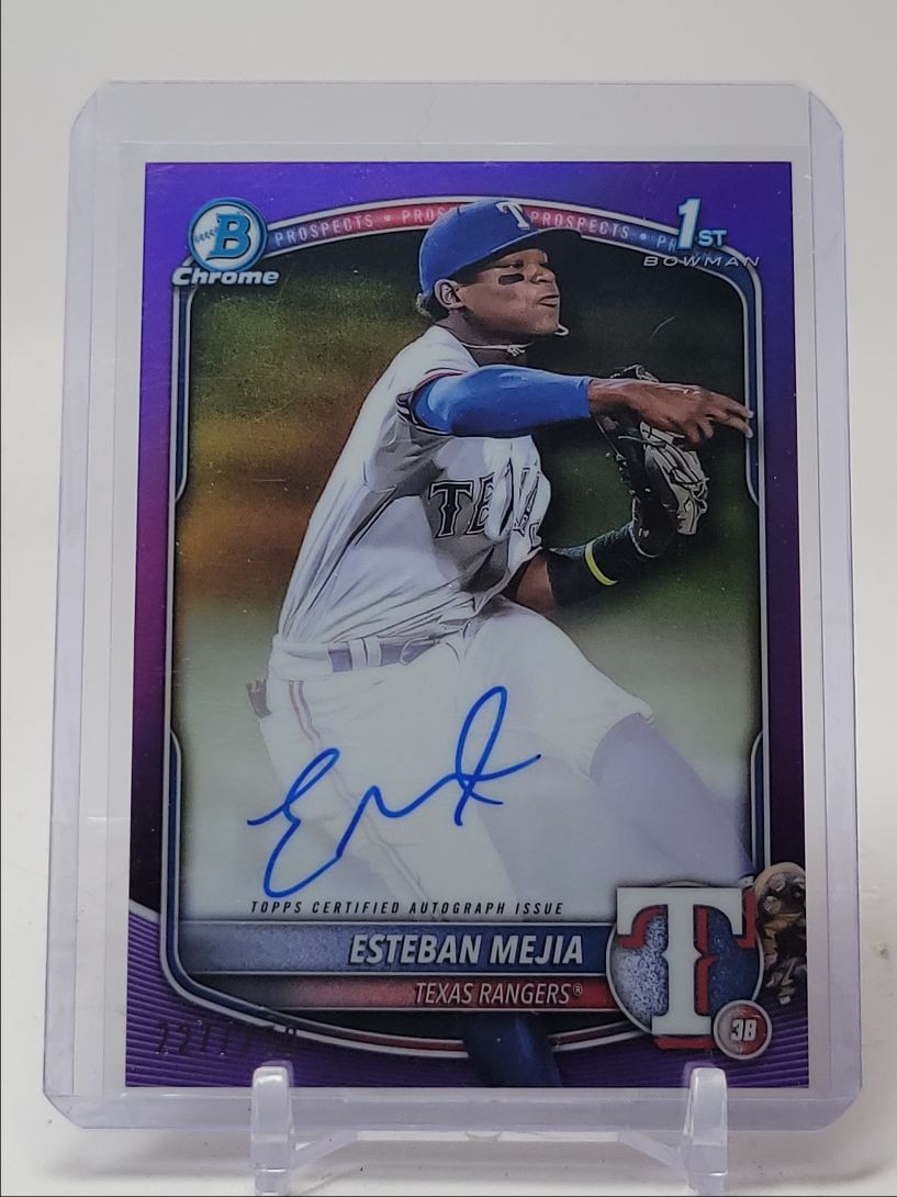 ESTEBAN MEJIA 2025 BOWMAN CHROME 1ST PURPLE REFRACTOR RANGERS AUTO /250 Q5451