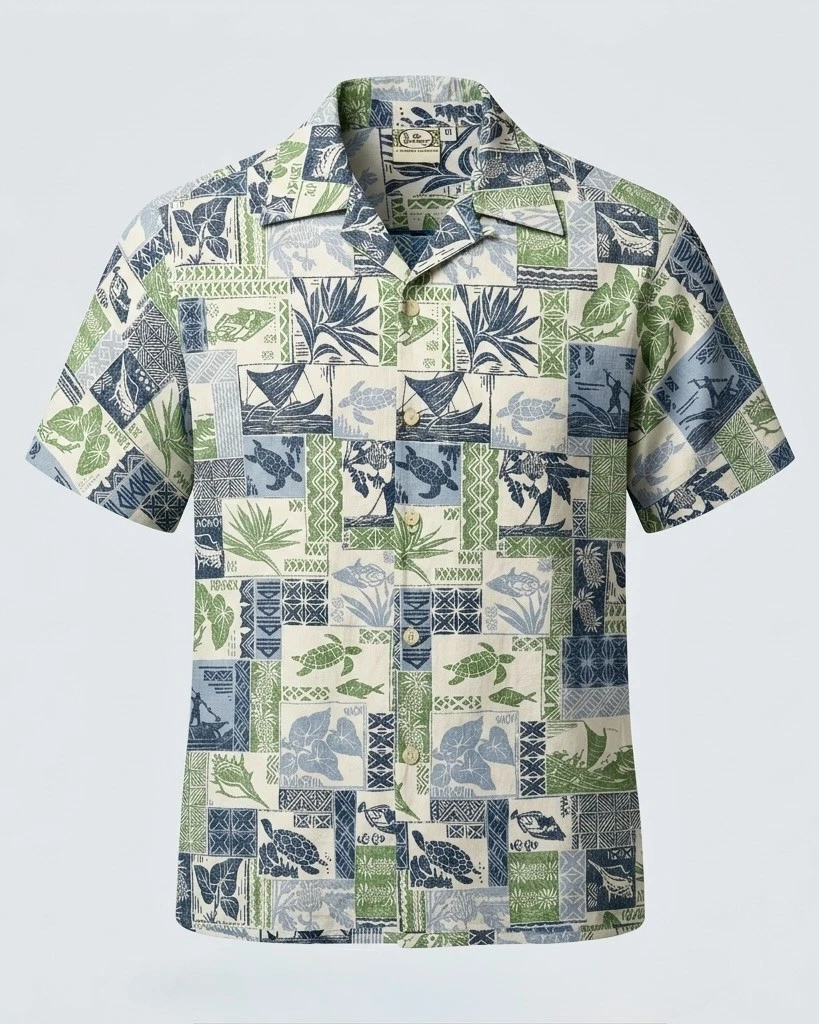 VTG Go Barefoot Hawaiian Shirt USA Turtles Canoe Sailboat Aloha Mens M
Opens in a new window or tab