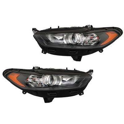 LABLT Headlights Assy For 2013-2016 Ford Fusion Black Housing Halogen Left+Right