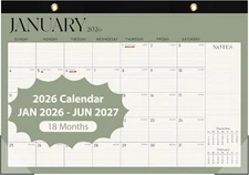 2026 Desk Calendar, Large Desktop/Wall Monthly Calendar (Jan. 2026 - Jun. 2027)