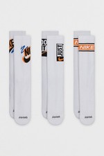NIKE Everyday Plus 3 Pack Crew Socks White Medium UNISEX M 6-8/W 6-10 Logo NWT