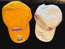 2 ATLANTA HAWKS HATS One Signed by NBA Warriors/Hawks Swingman KENT BAZEMORE #24