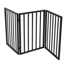 NEW! Black Dog Safety Folding Wooden Pet Gate Portable Indoor Barrier