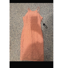 Lulus Pink Floral Lace Lined Halter Neck Sleeveless Bodycon Midi Dress Size S