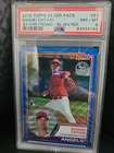 2018 Topps Silver Pack #/75 Shohei Ohtani Blue Wave Refractor RC '83 PROMO PSA 8