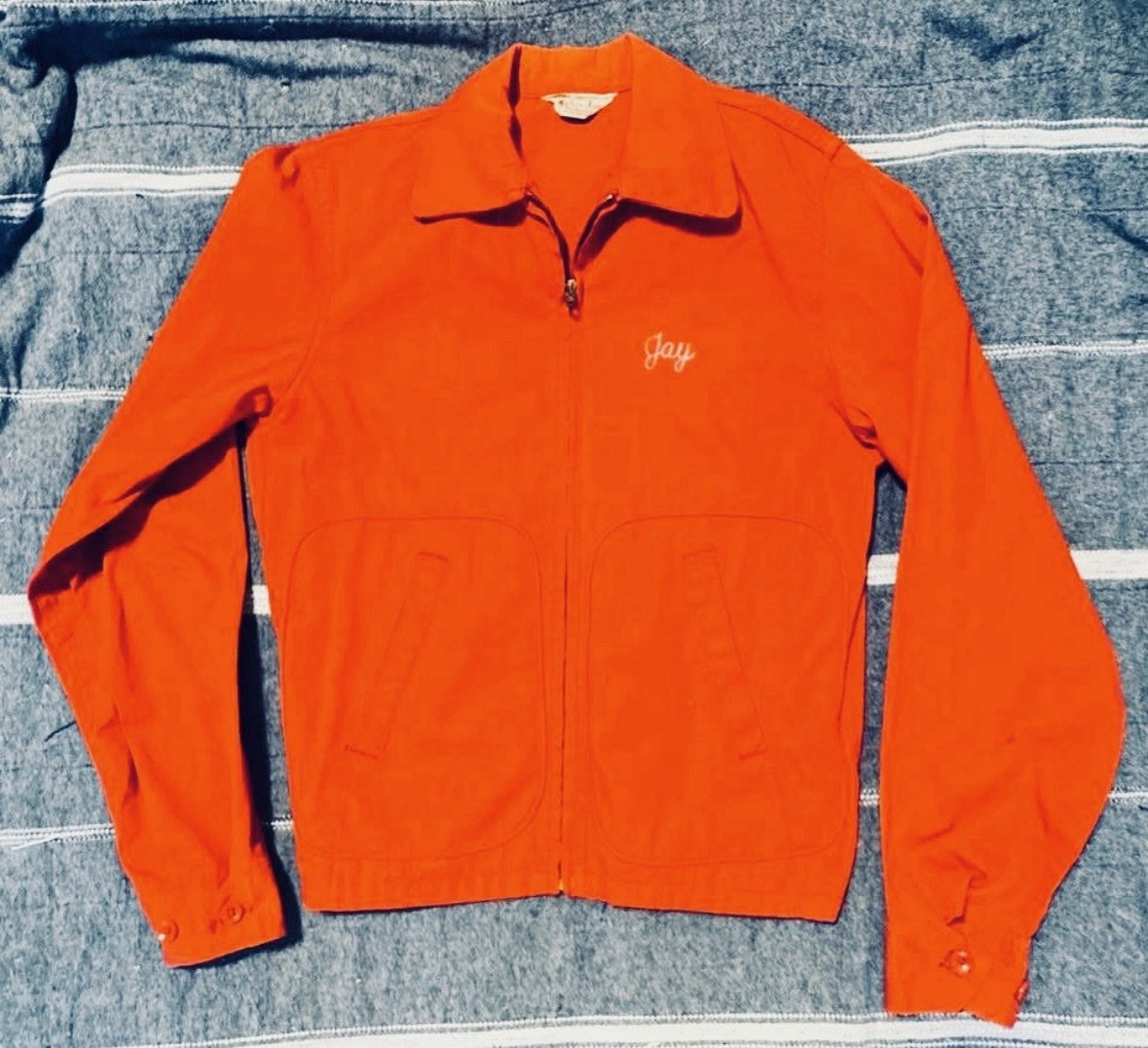 Original 1950s/60s Car Club Jacket Chain Stitch James Dean Style