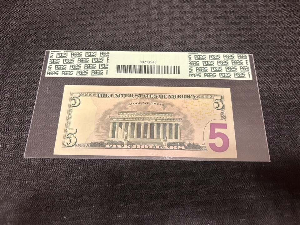 PCGS Gem New 66 PPQ $5 FR. 1993 2006 Kansas City low Serial number 1425 - Image 2 of 2