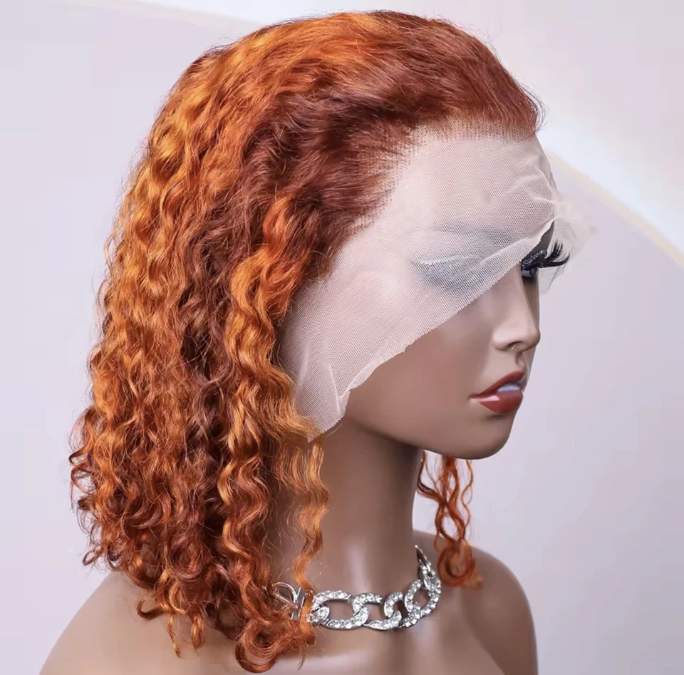 14 inch 4/350 Highlight Color Short Bob Wig Water Wave 13x4 Front Lace - Image 4 of 4