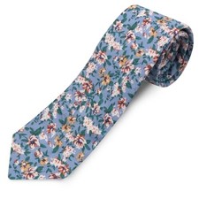 Cotton Floral Ties for Men 2.76" Men's Skinny Tie Linen Flower Seaside Blossoms
