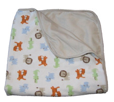 Carters White Tan Roaarrr Jungle Animals Lion Tiger Rhino Baby Security Blanket