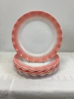 Hazel Atlas Ripple Crinoline Pink 9”  Plates Set Of 6 Vintage MCM