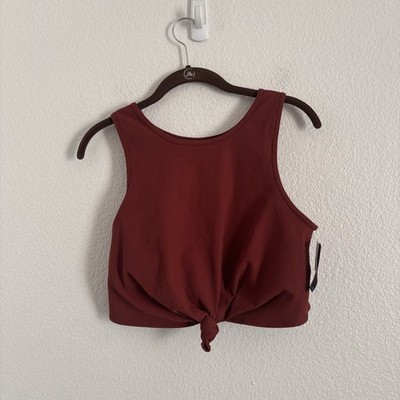 NWT Gap Fit Women's Large Burgundy Red Tie Front Sports Bra