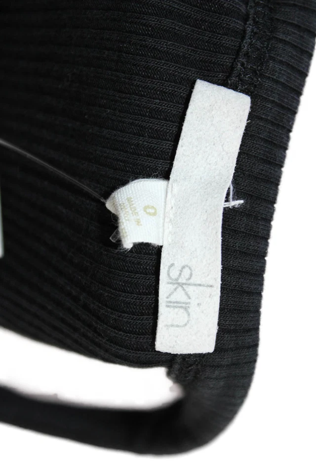 Camiseta sin mangas acanalada de algodón para mujer Skin negra talla 0 Foto 4 de 4