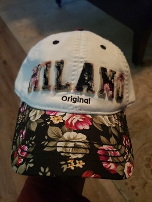Robin Ruth Milano Floral Baseball Cap Hat Flowers Black Logo Cotton NWT