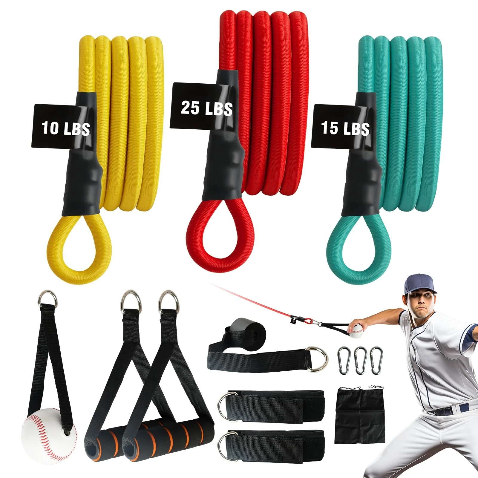 JWHOO Baseball Resistance Arm Bands - 12 Pcs for Arm Strength Training & Warm-up